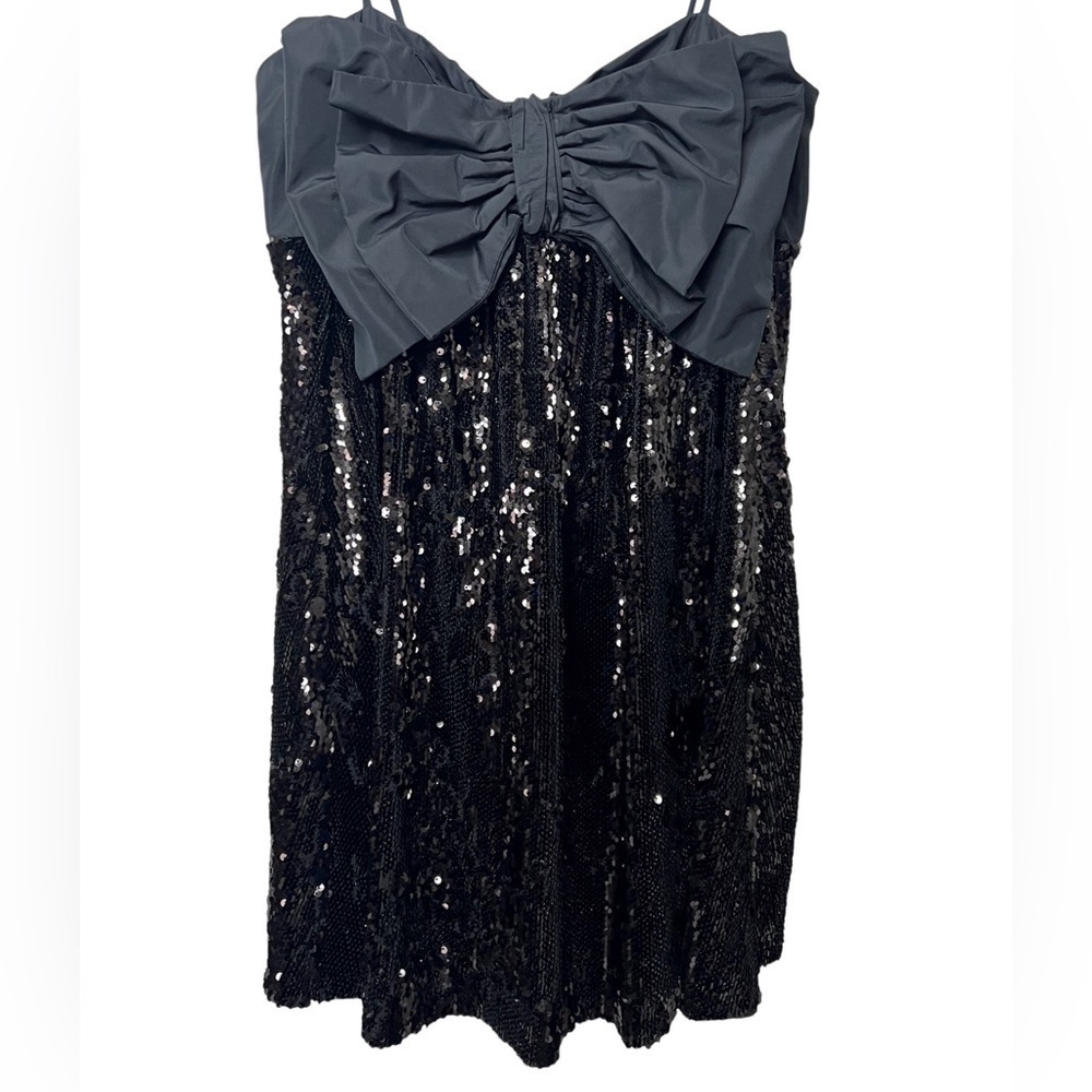 Zara Black Bow Sequin Dress Size M - Picture 6 of 7